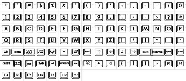 Compkey2 Bold Regular  glyph index