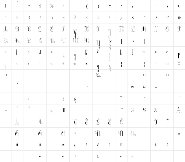 Ecolier Regular  glyph index