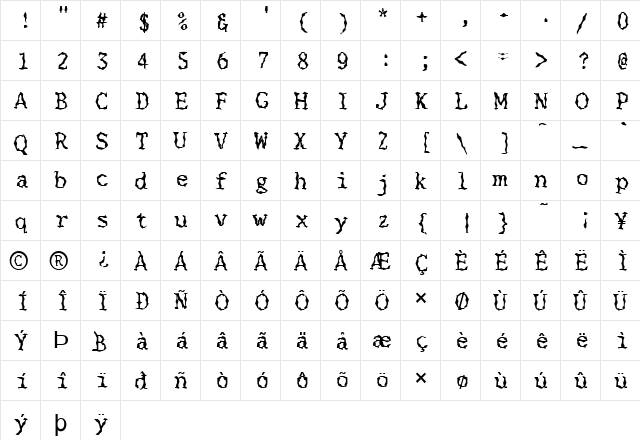 FZ WACKY 33 Normal  glyph index