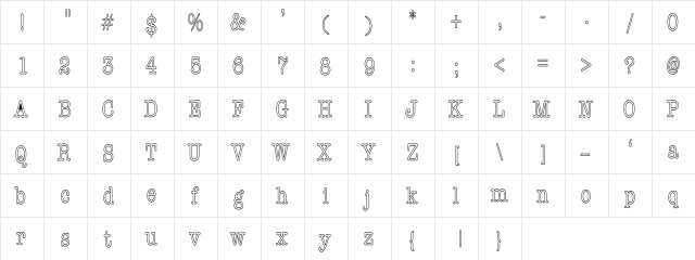 AmericanTypewriHC Regular  glyph index