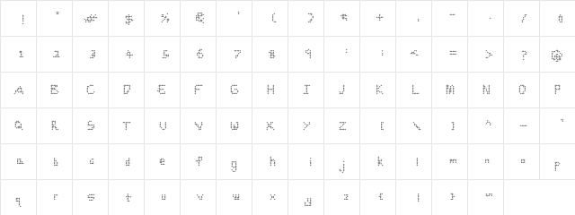 Wierd Regular  glyph index