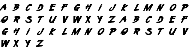 H74 Demon Racer Regular  glyph index