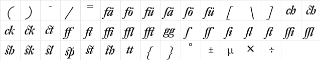 DTL Fleischmann Regular  glyph index