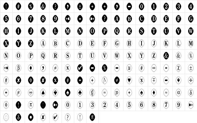 EggsTwo Regular  glyph index