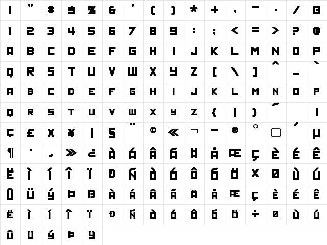 Politik Bold  glyph index