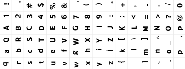 Font270 Regular  glyph index
