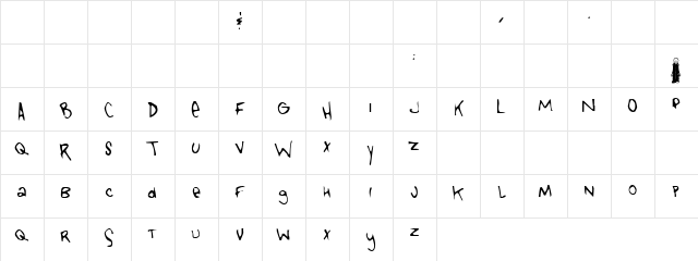 Tongue Of Colicab Regular  glyph index