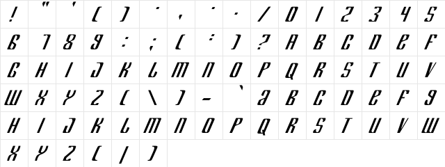 Department K Regular  glyph index