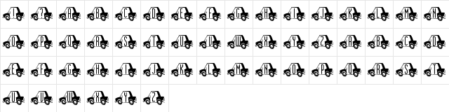 CarTown Regular  glyph index