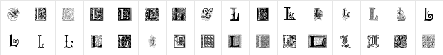 Ornamental Initials L Regular  glyph index