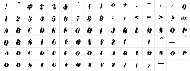 AustralianFlyingCorpsStencilSA Regular  glyph index