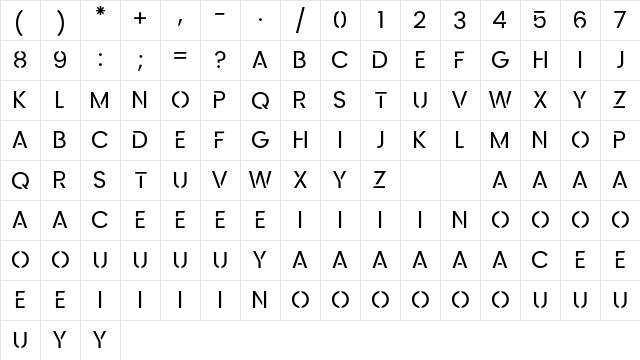 Kerox-NonCommercial Regular  glyph index