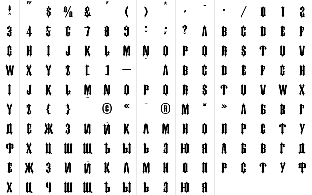 DS KorkC Regular  glyph index