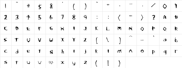 Boogieman Regular  glyph index