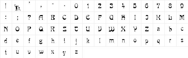 PCMIra- Regular  glyph index