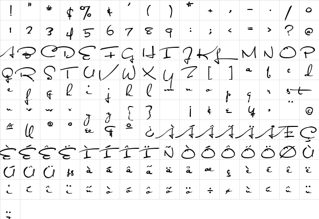 Satisfaction Regular  glyph index