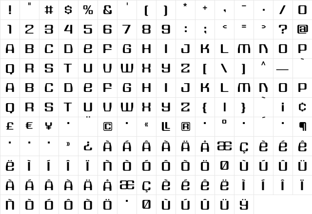 HOUSE3009 Spaceage-Bold-Gamma  glyph index