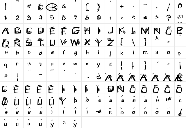 KEVER Regular  glyph index