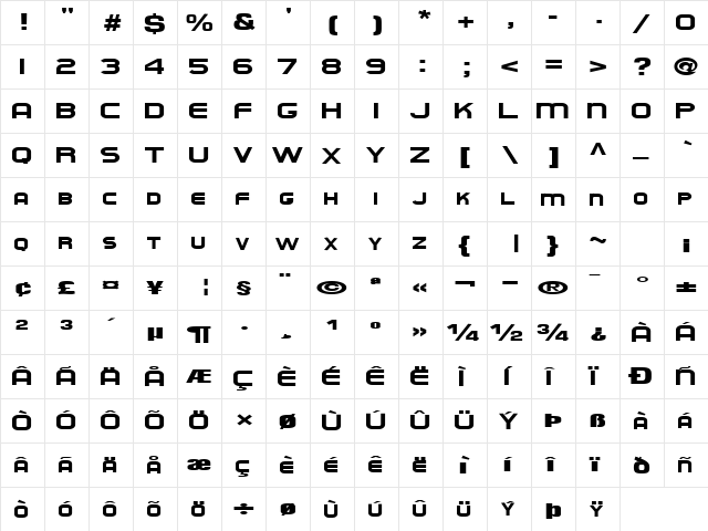 BurningFactsText79 Regular  glyph index