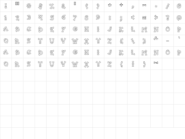 LD Happy Sun Regular  glyph index
