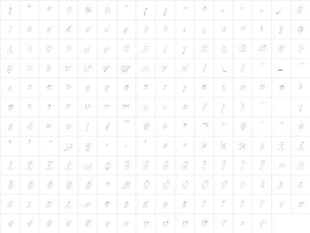 AvalonQuestOutline BlackItalic  glyph index