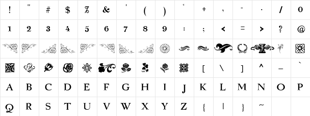 Spring Flower Dingbats Regular  glyph index