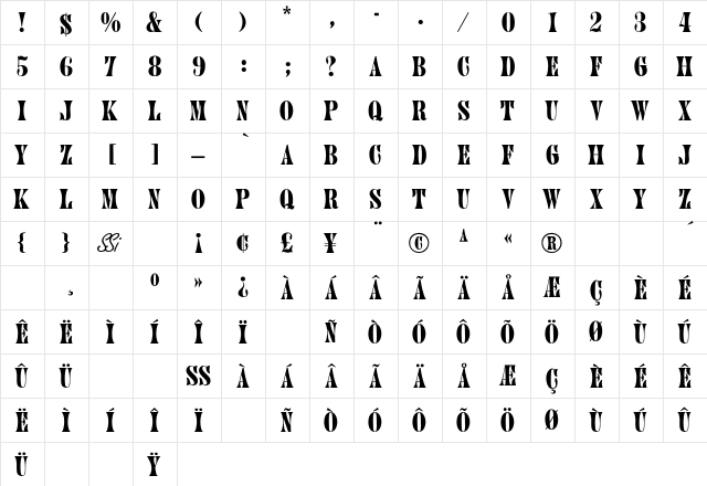 Hubbub SSi Regular  glyph index