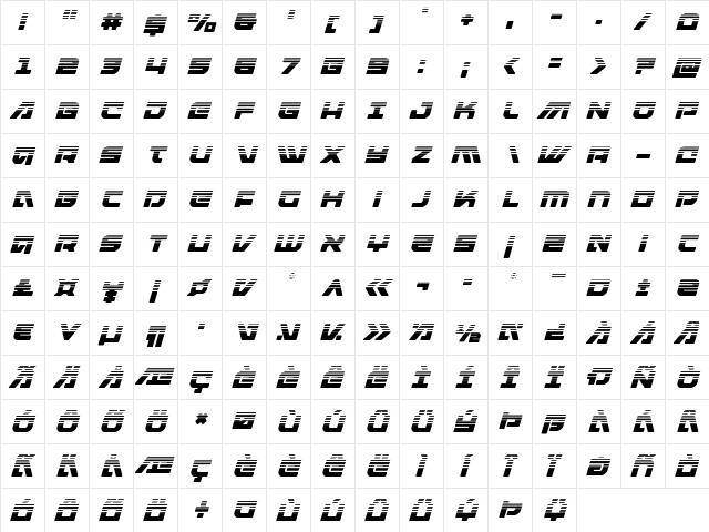 Armed Lightning Halftone Italic Italic  glyph index