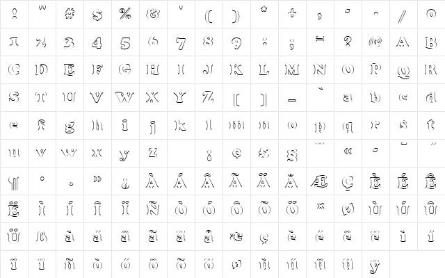 CooperBlaOutDRo1 Regular  glyph index