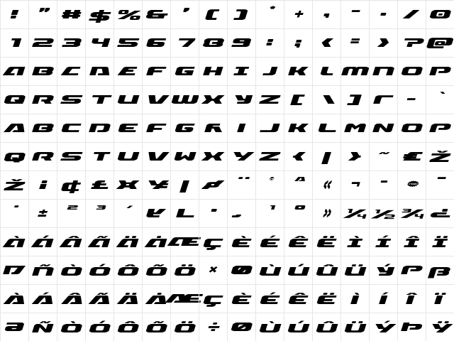 Iapetus Expanded Italic Expanded Italic  glyph index