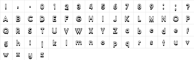 Official Hollow Regular  glyph index
