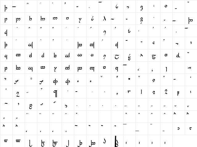 Tengwar Parmaite Regular  glyph index