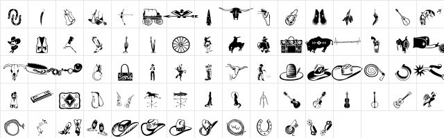 Df Wild WestTT ITC Regular  glyph index