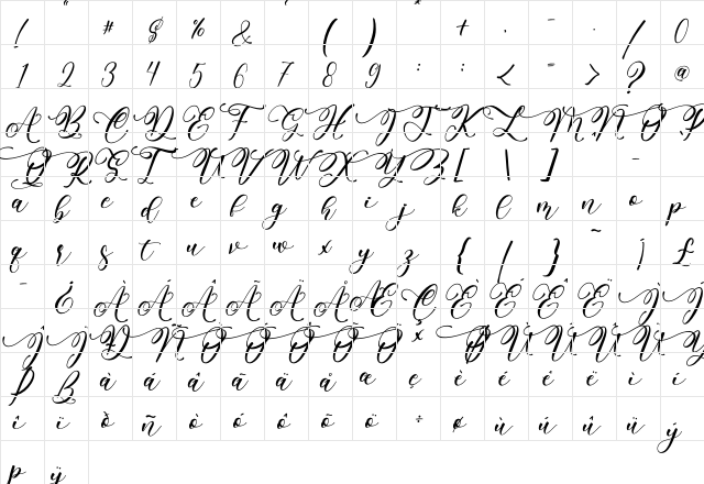 Marthiya Regular  glyph index