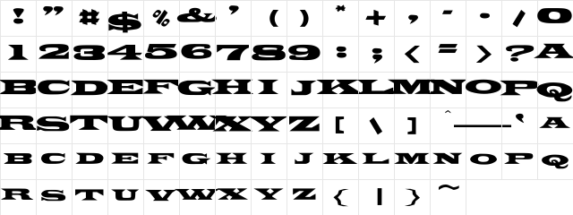 PonchoVia Wd Regular  glyph index