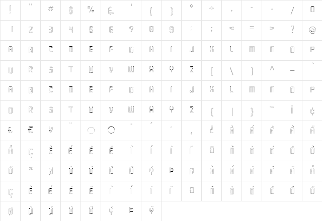 MilwaukeeNeon-Neon Regular  glyph index