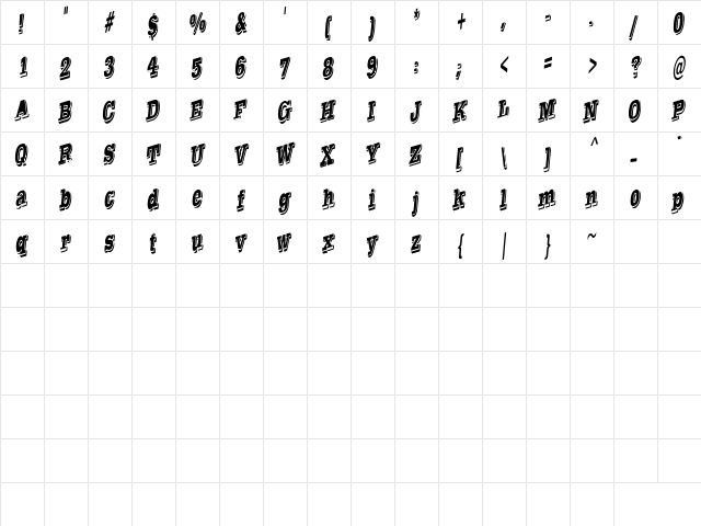 Hasp Normal  glyph index