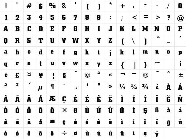 00414 Regular  glyph index