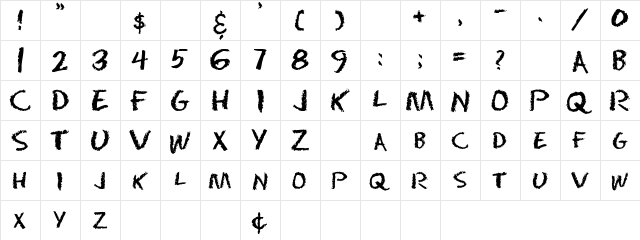 ChalkDust Regular  glyph index