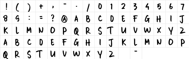 GUTHEN BLOOTS ALLCAPS Regular  glyph index