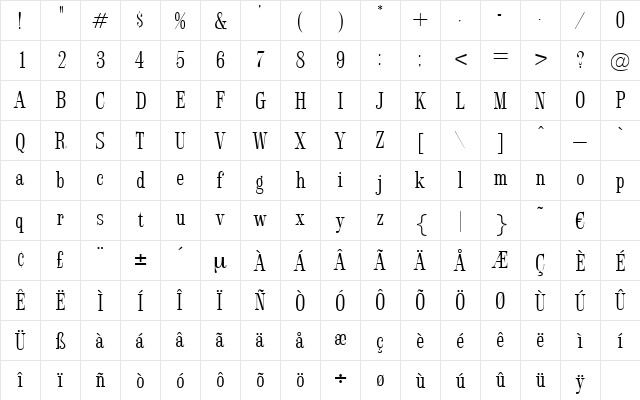 Smyrna Regular  glyph index