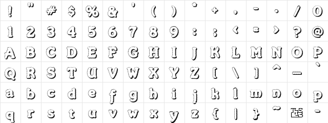 Merkin Foo Regular  glyph index