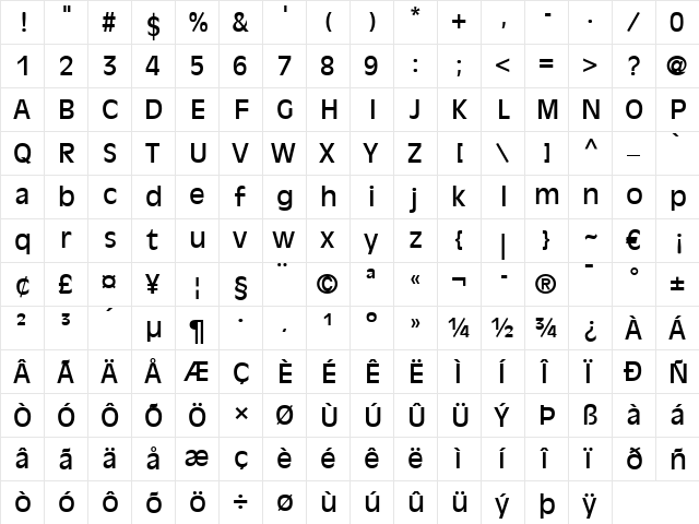 AntiqueOlive LT Roman Regular  glyph index