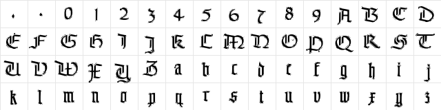 The End. Regular  glyph index