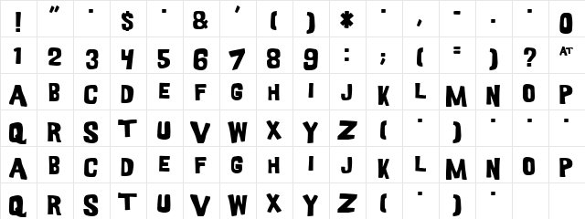 GoodGirl Regular  glyph index