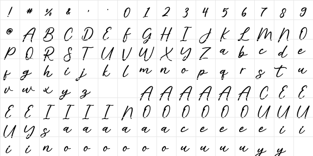 AlishaFree Regular  glyph index