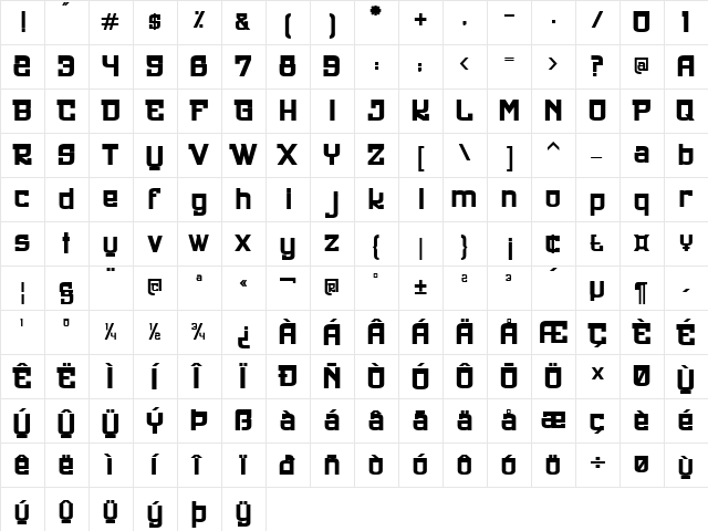 UltraStyle1312 Regular  glyph index