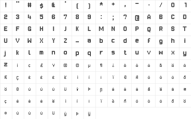 GVB Bus PID 10x7 Regular  glyph index