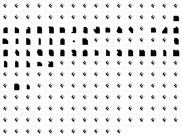 Jigger-RoundedBackExp Regular  glyph index