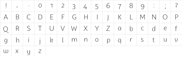 Campuni Demo Light  glyph index